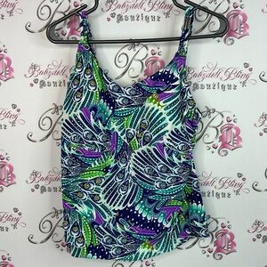 Christina tankini swim top tank top multicolor purple green  Peacock Camisole